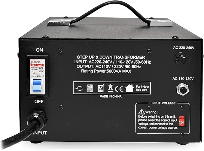 ELC 5000 Watt Voltage Regulator with Transformer - Step Up/Down - 110V/220V - Circuit Breaker Protection - 5000W