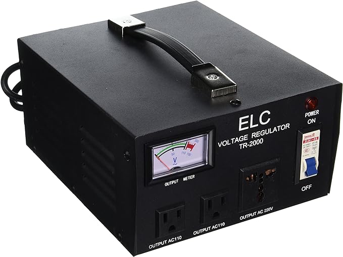 ELC TR-2000 2000 Watt Voltage Regulator with Transformer - Step Up/Down - 110V/220V - Circuit Breaker Protection