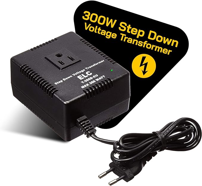 ELC 300-Watt Voltage Converter - Step Down - 220v to 110v / 240v to 120v Travel Power Converter - for Hair Straightener, Hair Dryer, Laptops and Chargers, CE Certified [3-Years Warranty]