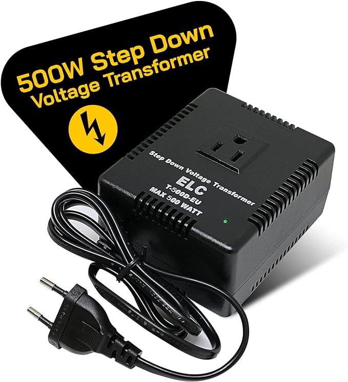 ELC 500-Watt Voltage Converter - Step Down - 220v to 110v / 240v to 120v Travel Power Converter - for Hair Straightener, Hair Dryer, Laptops and Chargers, CE Certified [3-Years Warranty]