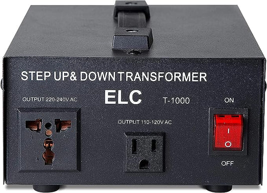 ELC T Series 1000+ Watt Voltage Converter Transformer - Step Up/Down - 110v to 220v / 220v to 110v Power Converter - Circuit Breaker Protection, CE Certified [3-Years Warranty]