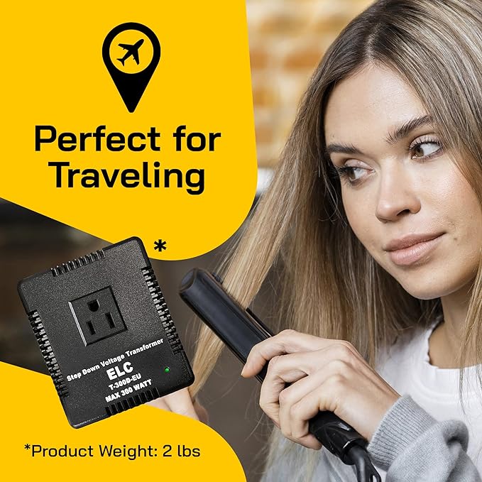 ELC 300-Watt Voltage Converter - Step Down - 220v to 110v / 240v to 120v Travel Power Converter - for Hair Straightener, Hair Dryer, Laptops and Chargers, CE Certified [3-Years Warranty]