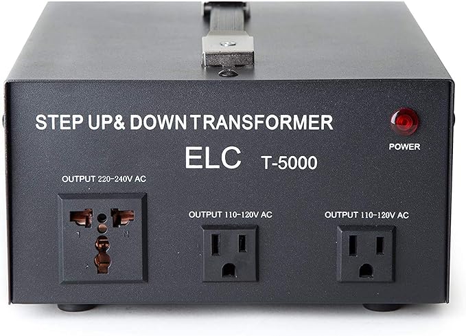 ELC T-5000 5000-Watt Voltage Converter Transformer - Step Up/Down - 110V/220V - Circuit Breaker Protection [3-Years Warranty]